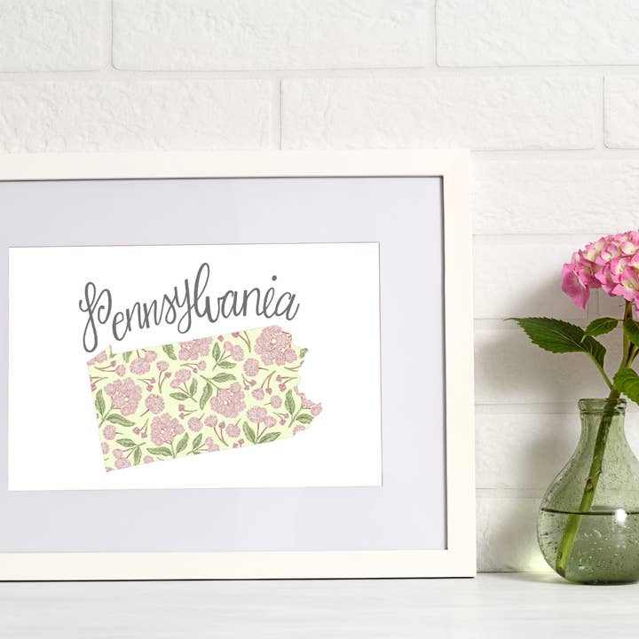Erica Catherine Illustration – wholesale Art print – Pennsylvania State Map Art Print4