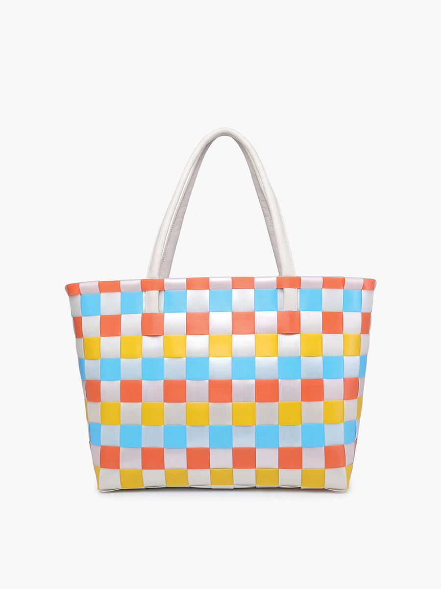 Jen & Co. – wholesale Bärkasse - Dam – M2334 Abigail Basketweave Tote med remmar i veganskt läder0