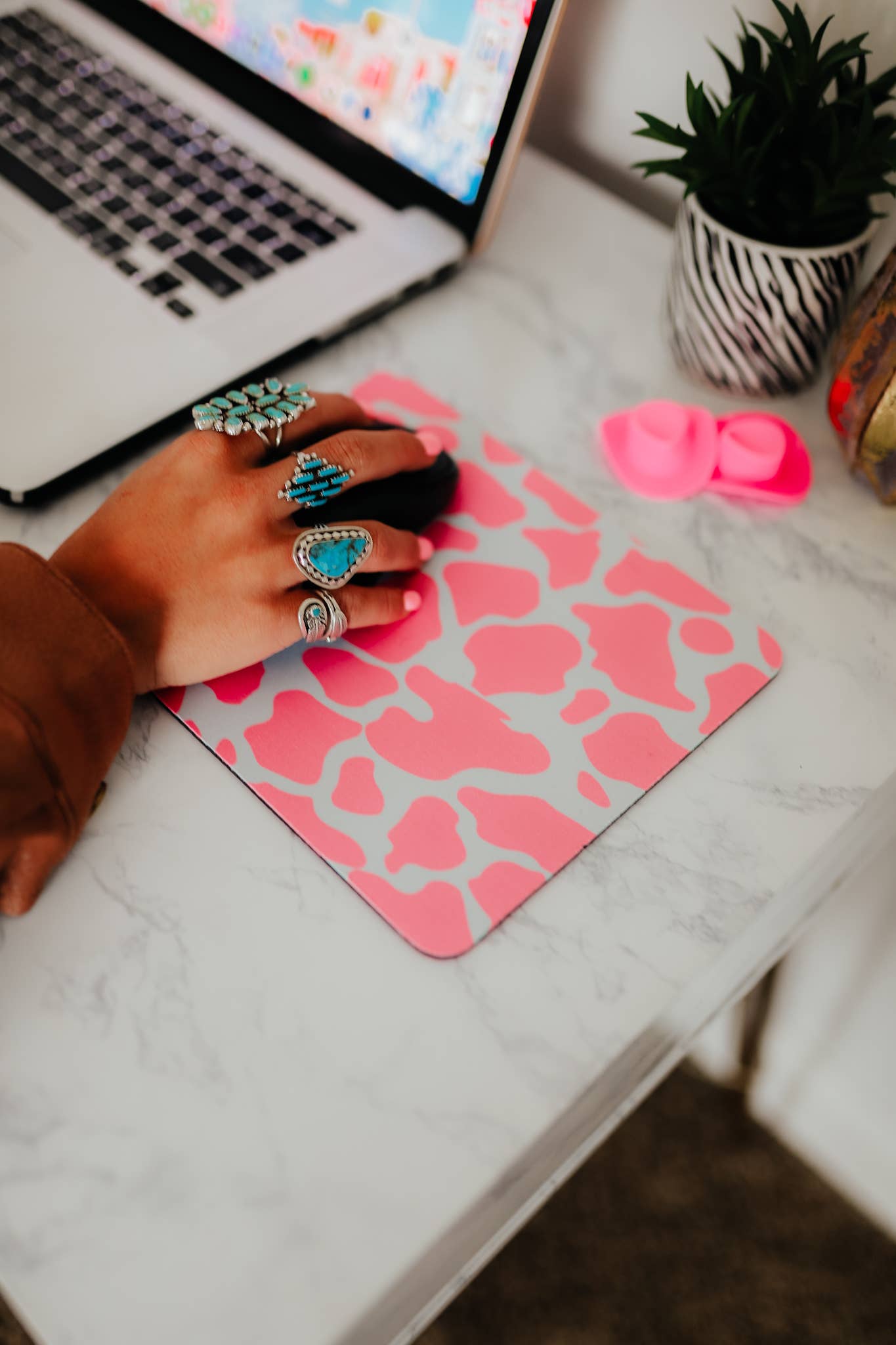 The Front Porch Label - Wholesale Mousepad/Trackpad - Pink Cowhide Mouse Pad2