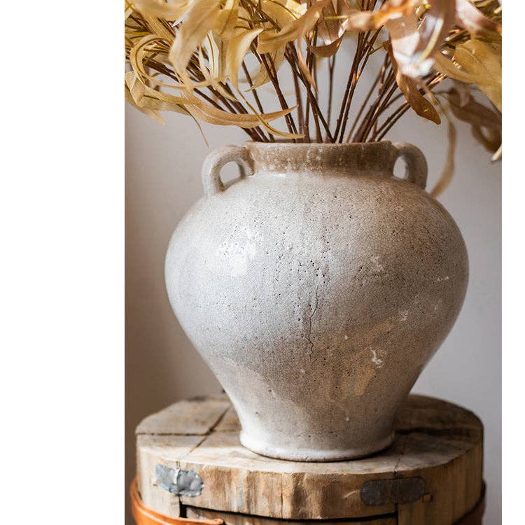 Rustic Reach - Wholesale Vase - Large French Country White Ceramic Flower Vase2