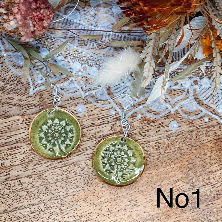 Wolf and Clay Pty Ltd - Wholesale Dangle Earrings - Viola - Porcelain Earrings with Gold finish