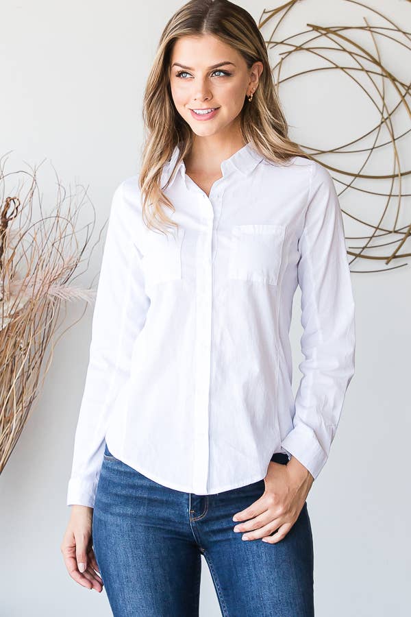 HEIMISH - Wholesale Button Down Shirt - Women's - KT083-2 LONGSLEEVE COLLAR SHIRT FRONT BUTTON CLOSURE3