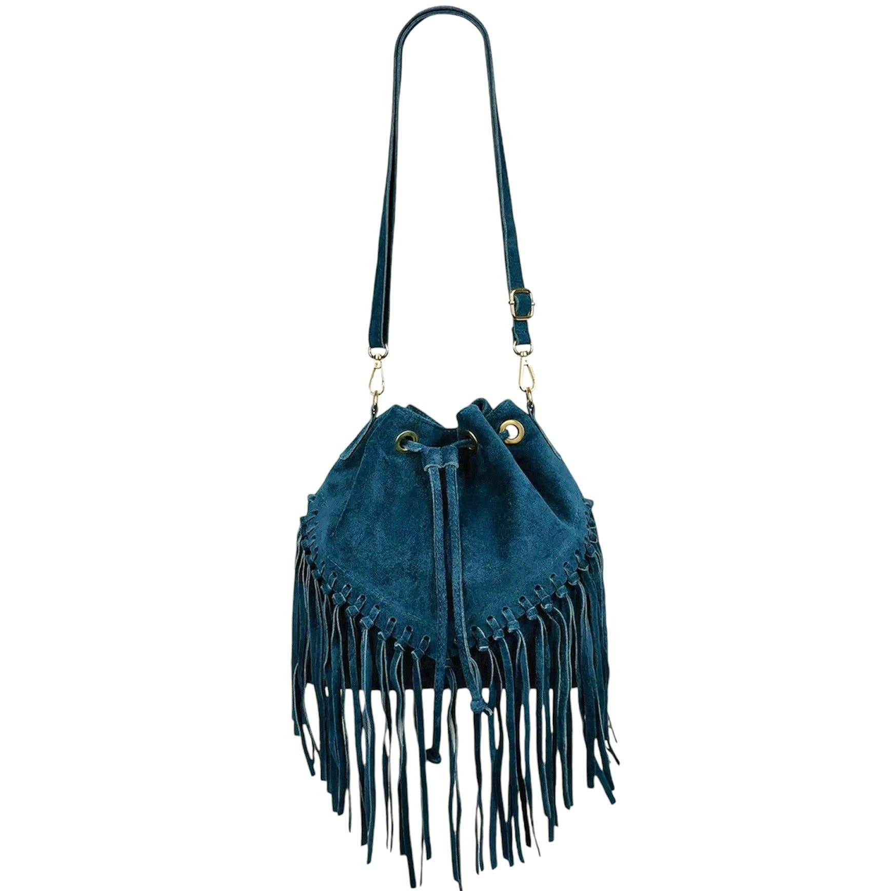 MODARNO - Vente Sac porté épaule – femme - Sac en daim Modarno à franges 26x13x26 cm21
