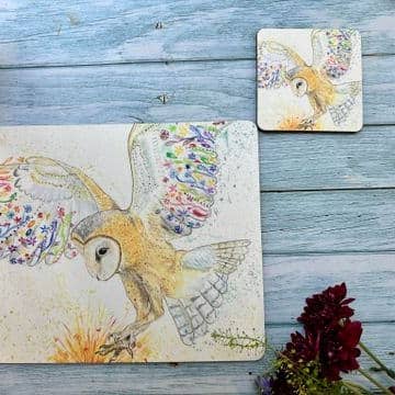Barn Owl Beautiful Eco Friendly Cork Coaster | UK Made FSC for wholesale by Jen Winnett Eco Artist