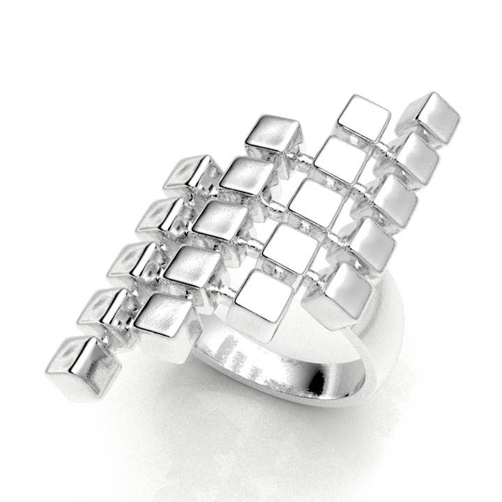Ring (Scattered Cube Saddle) .925 Sterling Silver for wholesale by Zina Sterling Silver