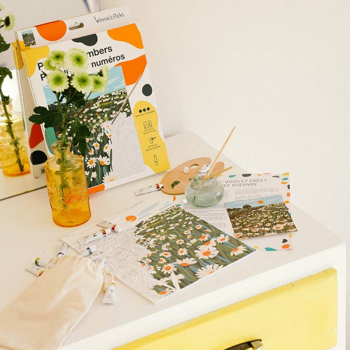 Winnie's Picks - Vente Kit de bricolage - Peinture par numéros pour adultes – Marguerites en fleurs3