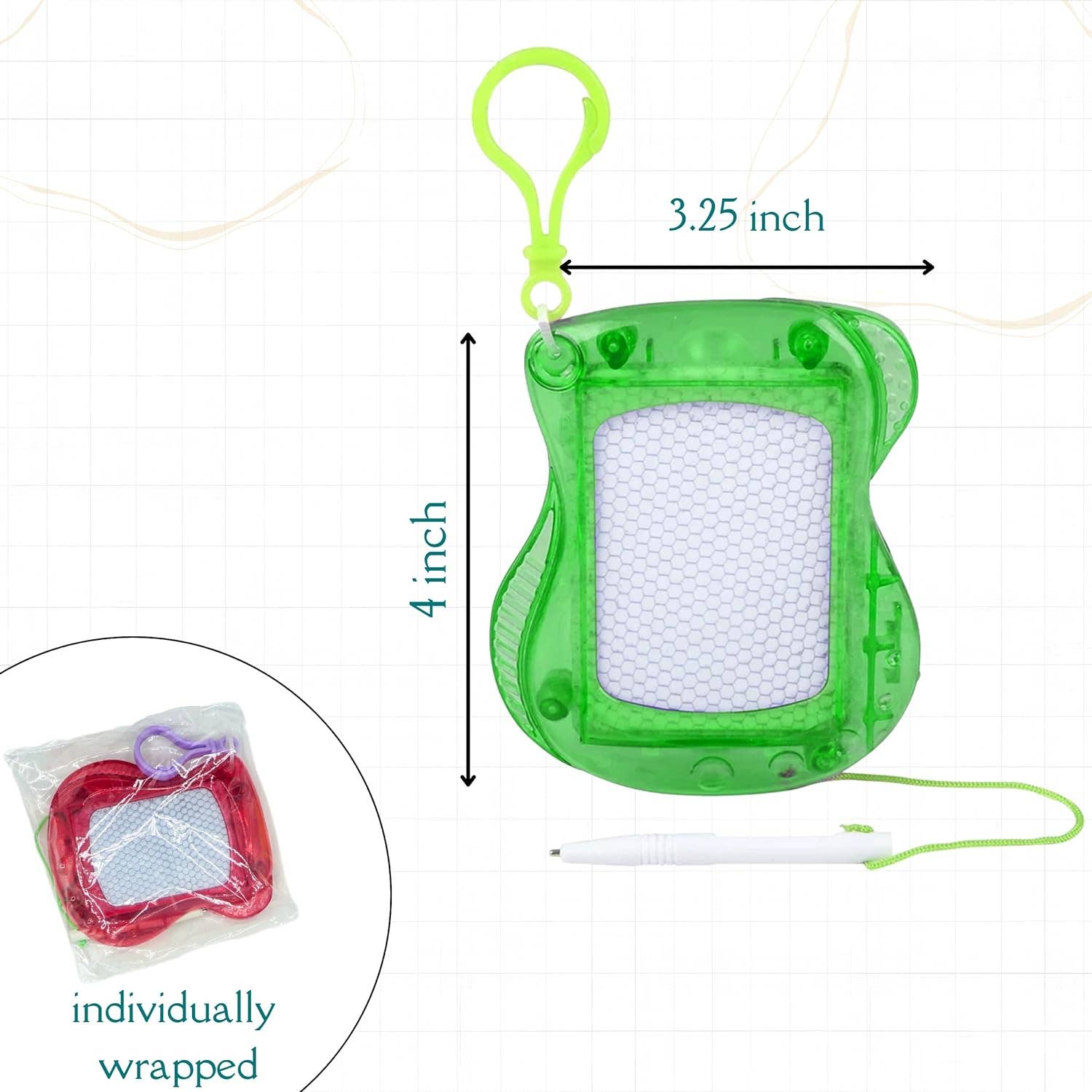 4E's Novelty - Vente Planche à dessin – enfant et bébé - Lot de 12 mini-tableaux à dessin - Effaçables, avec clip porte-clés, petits cadeaux pour enfants3