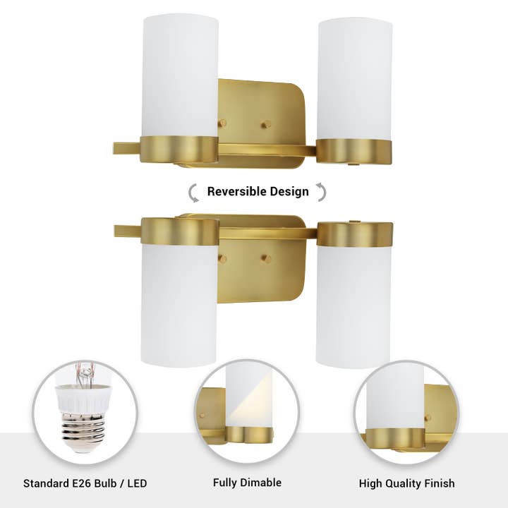 Brio Lighting - Wholesale Chandelier/Hanging Light - Sale - Revis Gold 2-Light Dimmable Vanity Bathroom Lighting5