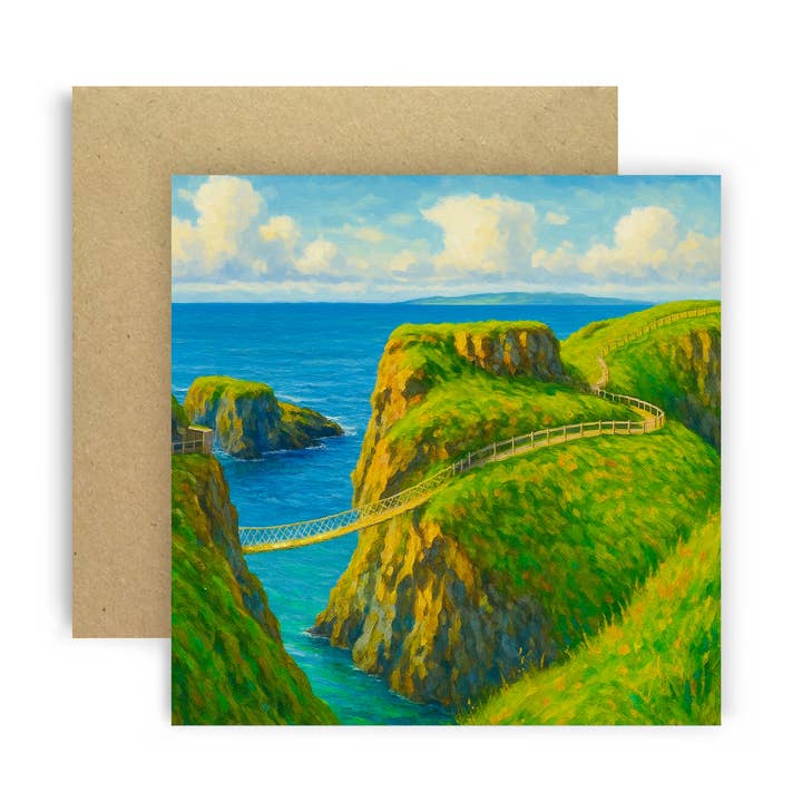 Huxters – wholesale Everyday greeting card – Carrick a Rede Bridge 2 Northern Ireland Illustrated Card0
