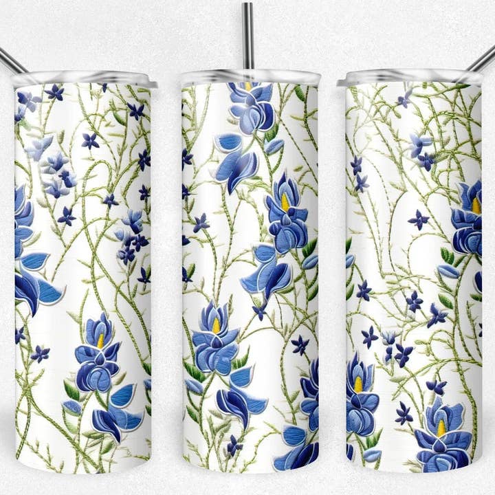 Bluebonnet bordado | Tumbler por atacado de Designs by Robyn