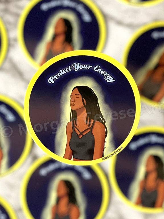 Protect Your Energy (Ver. 1) 3" Sticker for wholesale by Morgan Cerese Art