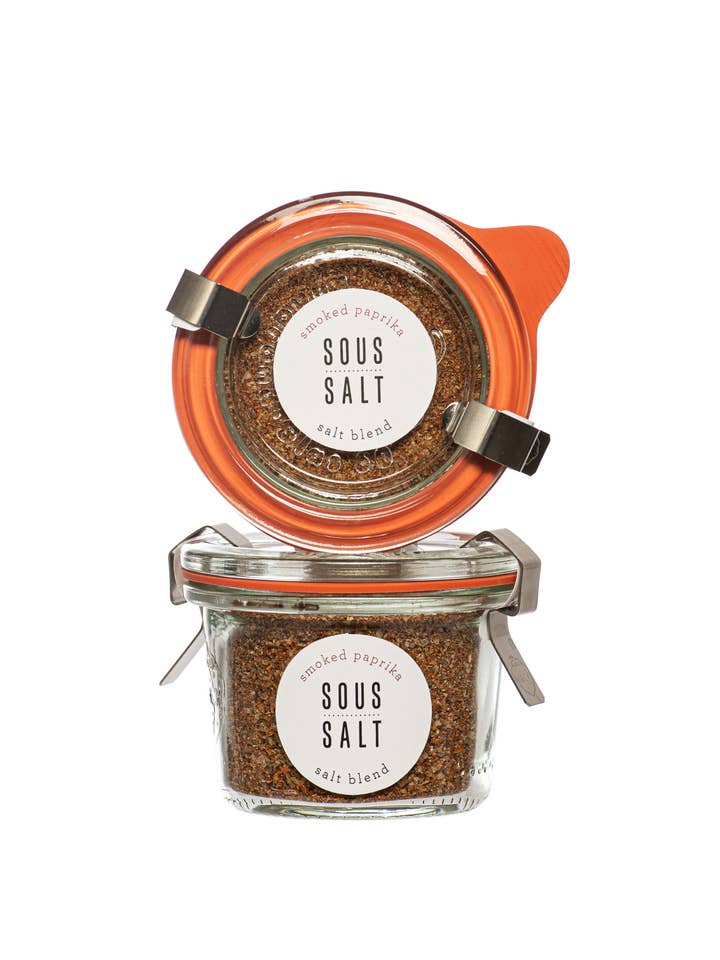 Grey Salt Smoked Paprika Glass Jar for wholesale by Sous Salt