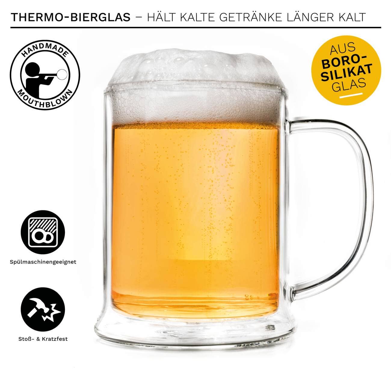 Creano - Wholesale Beer Glass/Mug - Beer glass 500 ml thermal glass 500 ml3