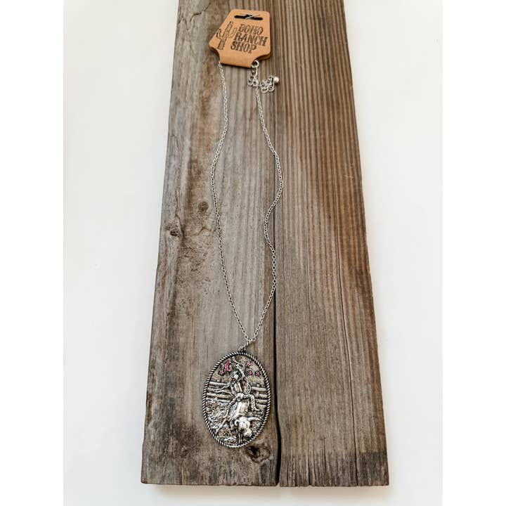 Boho Ranch Shop - Wholesale Pendant/Charm Necklace - Western Cowboy Bull Riding Pendant Necklace