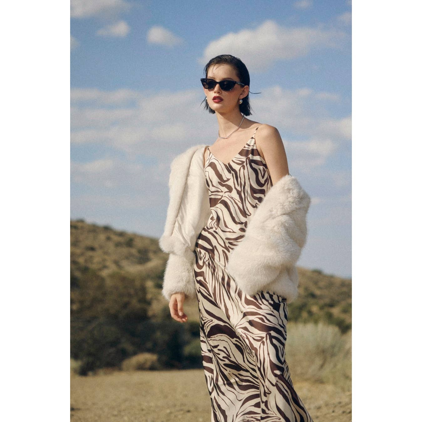 BROWN ECRU Drifted Earth Back Button Bias Cut Maxi Dress for wholesale on Faire2