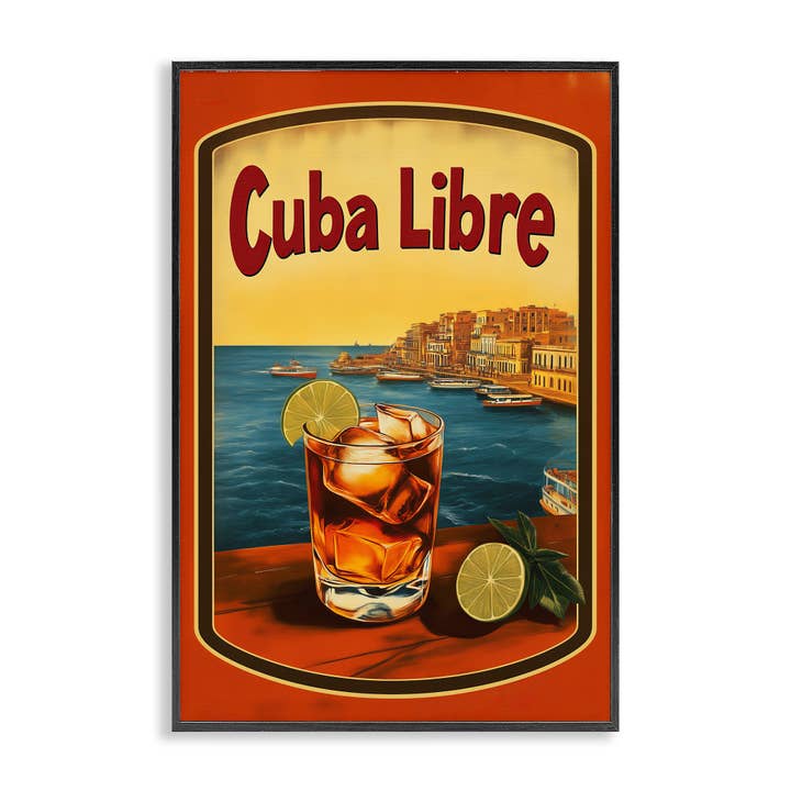 Cuba Libre Vintage Cocktail - Indrammet Vægkunst for engroshandel hos Stupell Industries