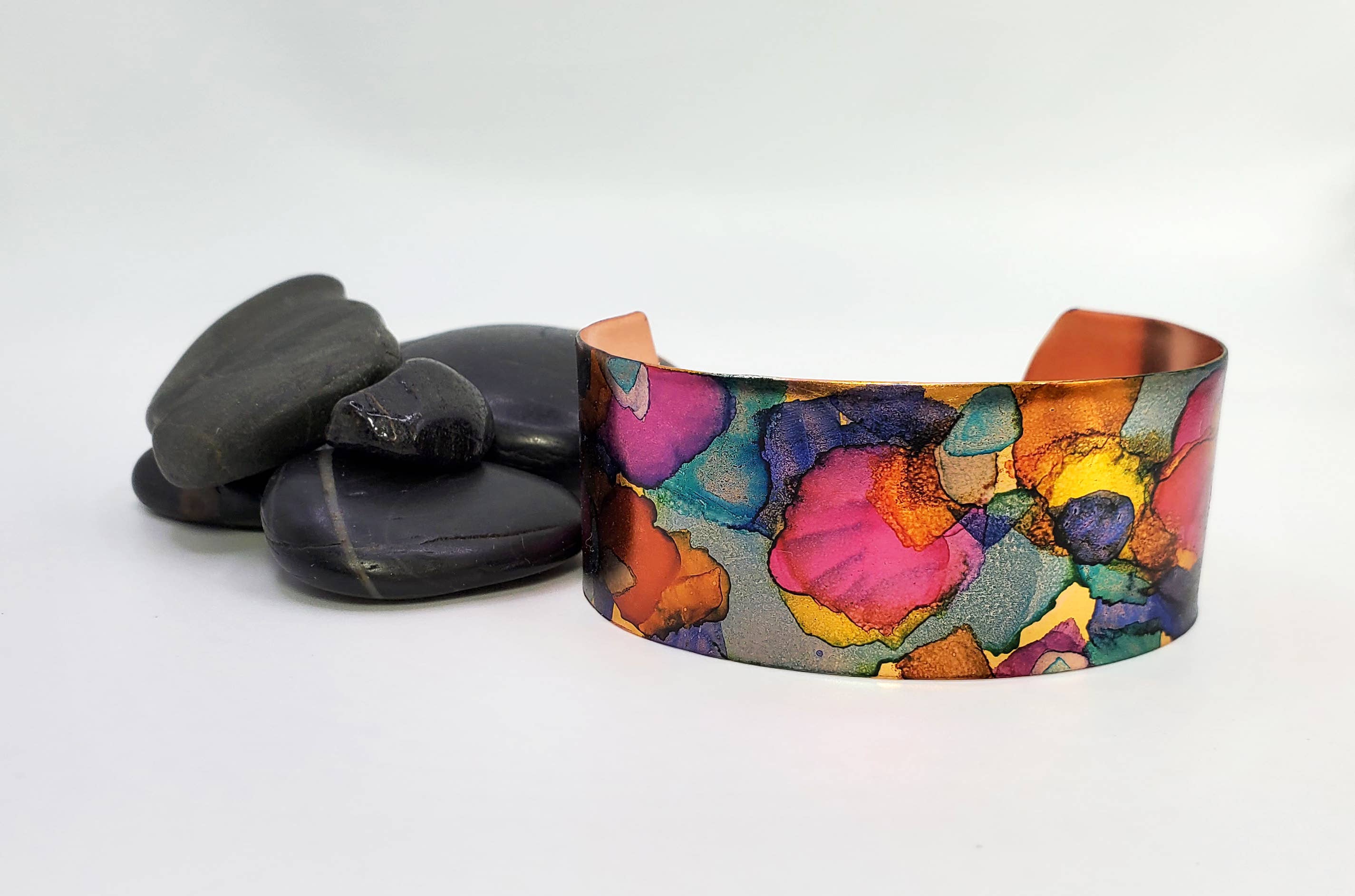 Covaly Artisan Jewelry - Vente Bracelet manchette - Manchette moyenne à encre alcoolisée2