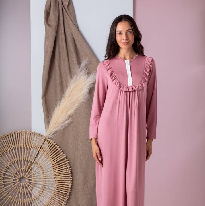 Ruffle Detail Nightgown - White for wholesale by Ellwi Design