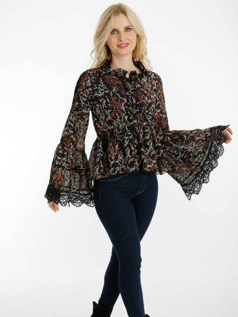 Trykt Top Med Bell ærmer for engroshandel hos Given Kale