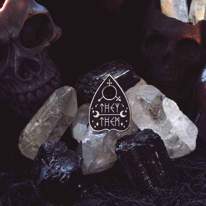 GRRRL Spells - Wholesale Lapel Pin/Button - Original Pronoun Planchette Pin3