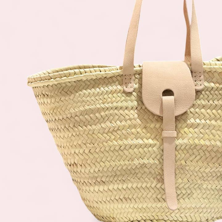 HandmadeBestSeller - Wholesale Beach Bag - Handwoven Straw Basket with Long Leather Strap & Flap 2