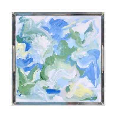 Water's Edge Acrylic Tray, 12 x 12 Serving Tray Coastal for wholesale by Jeanne Player Fine Art
