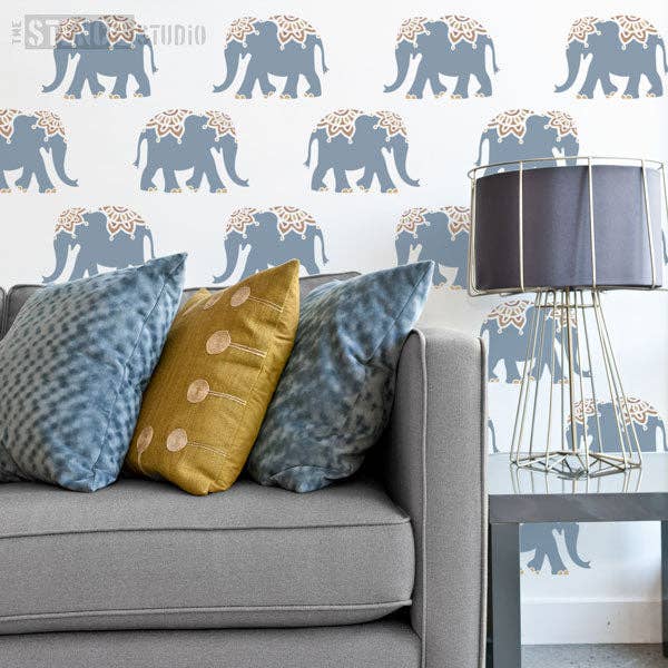 The Stencil Studio – Estêncil por atacado – Estêncil de elefante indiano2