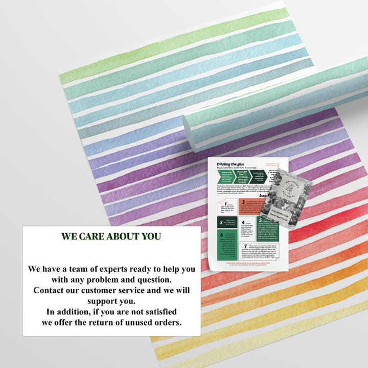 Wallpapers4Beginners - Vente Papier peint - Papier peint à rayures arc-en-ciel pastel, peinture aquarelle verticale7