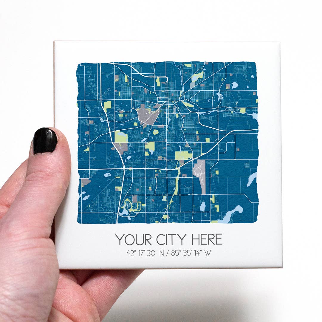Sparks House Co. - Wholesale Coasters - Watercolor City Map Coasters - Your City - Custom Order3