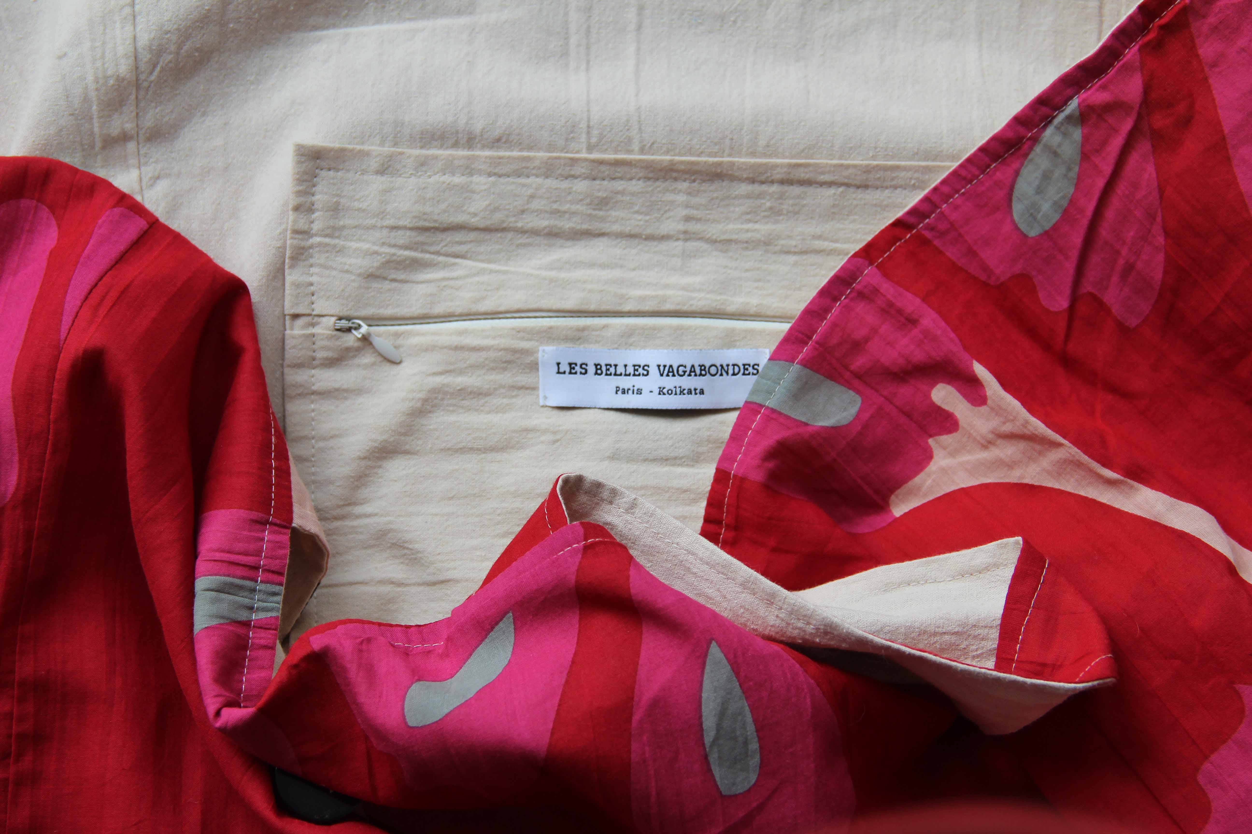 Les Belles Vagabondes - Vente Tote bag – femme - Cabas en Coton Upcycling Equateur Rouge2