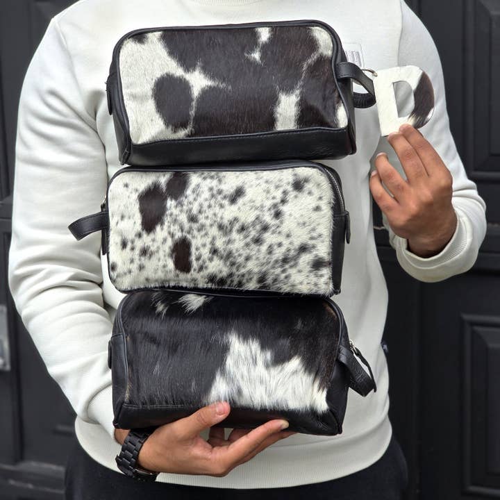 Ranchers Closet - Wholesale Toiletry Bag - Men's - Leather Cowhide Toiletry Bag - Groomsmen Gift - Shaving Kit