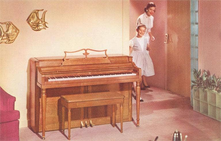 Found Image Press - Wholesale Art Print - Art Print NP-681 Mother and Daughter with New Piano0