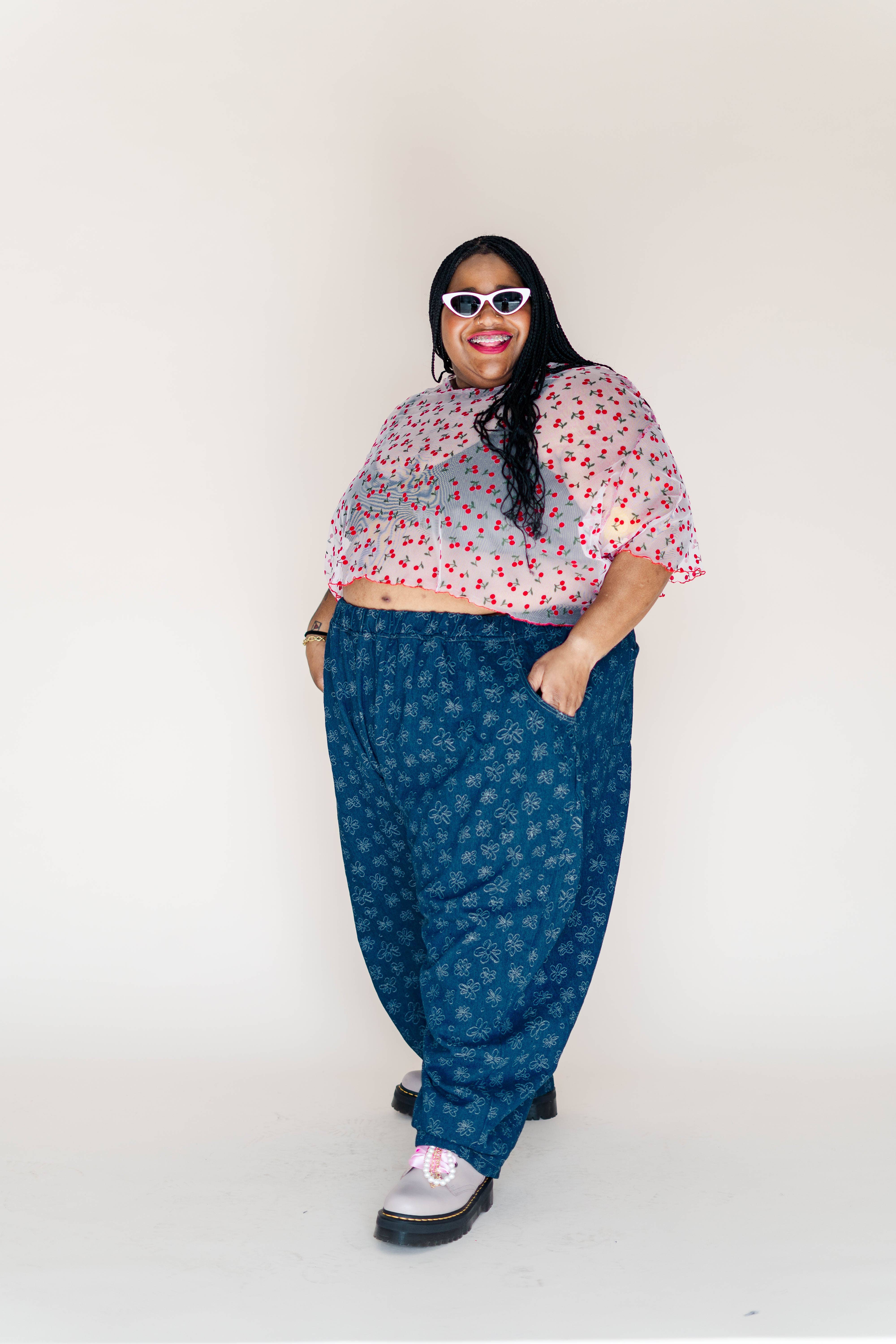 Nettle Studios - Wholesale Pants - Unisex - Size Inclusive Gender Neutral Dark Daisy Denim Balloon Pant9