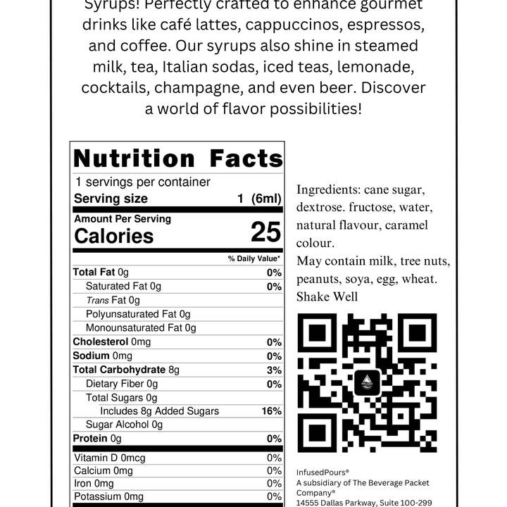 Infused Pours - Wholesale Flavored Syrup - Hazelnut Syrup Packets (200 Packet, Bulk Box)