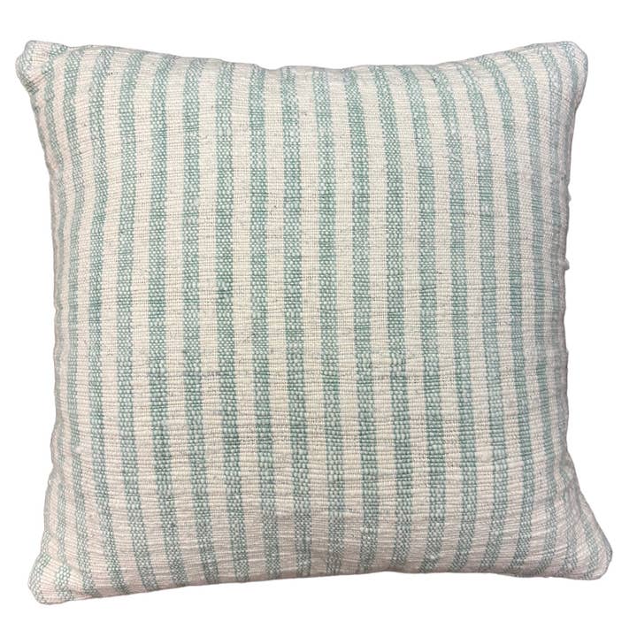 Cojín de Algodón Slub con Rayas Verde Salvia (45 cm x 45 cm) para venta al por mayor de Asia West