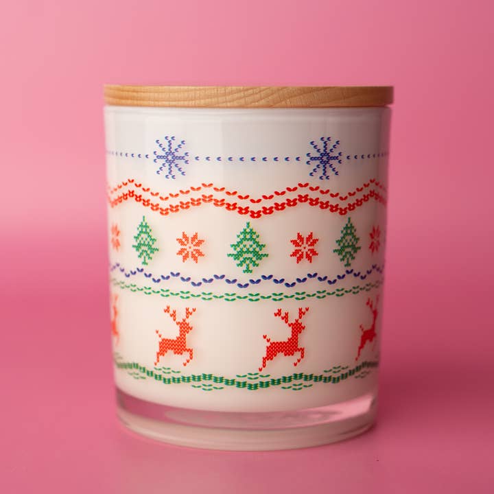 Ugly Sweater Christmas Winter Soy Candle for wholesale by Unplug Soy Candles
