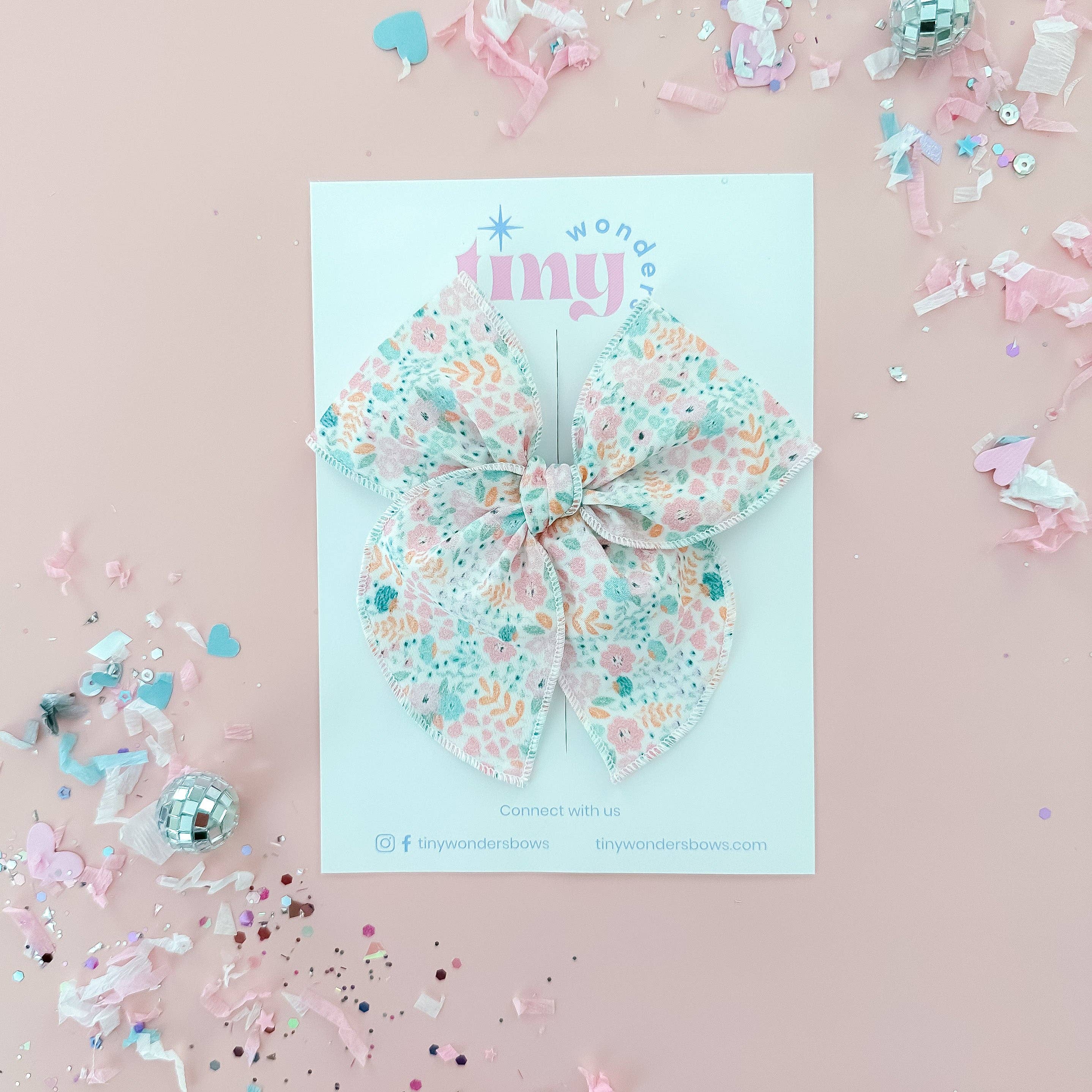 Tiny Wonders Bows - Wholesale Hair Bow - Kids - Mint and Pink Flowers7