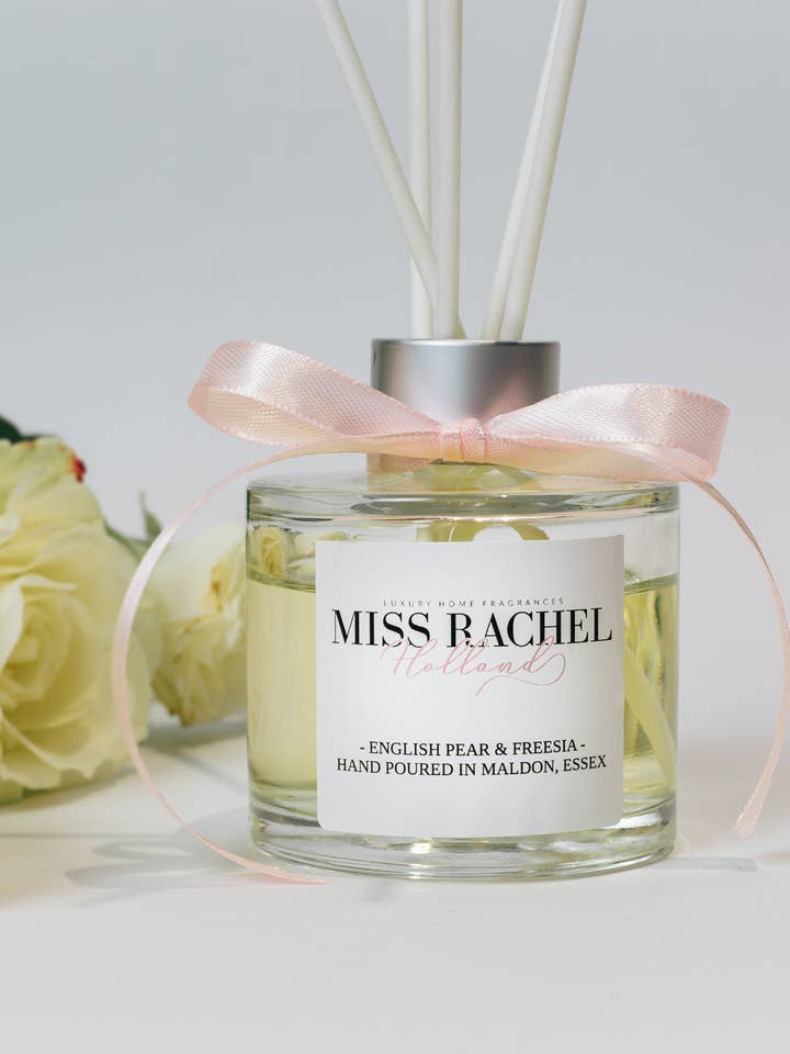 English Pear & Freesia Luxury Reed Diffuser for wholesale by Miss Rachel Holland
