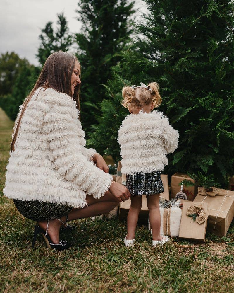 Bailey's Blossoms – wholesale Jacket – Child – Mommy and Me Fatima Faux Shag Layered Jacket - Ivory4