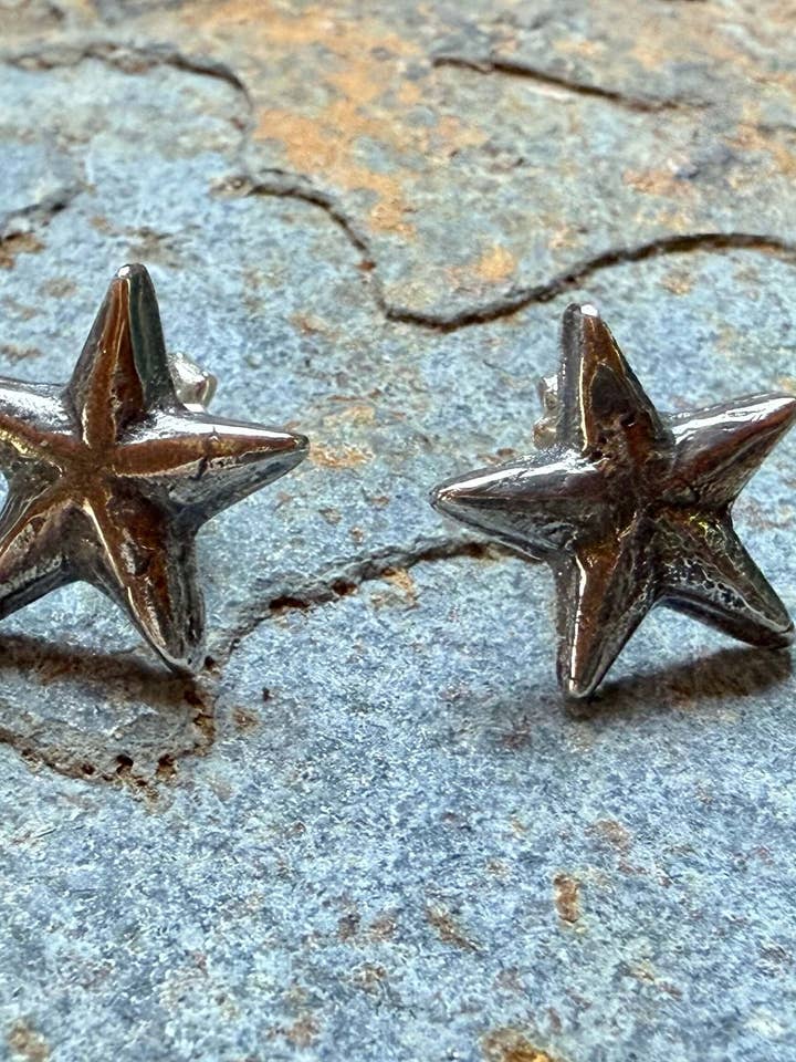 Silver Rustic Star Post Earrings for wholesale by Wild Mountain Soul Designs