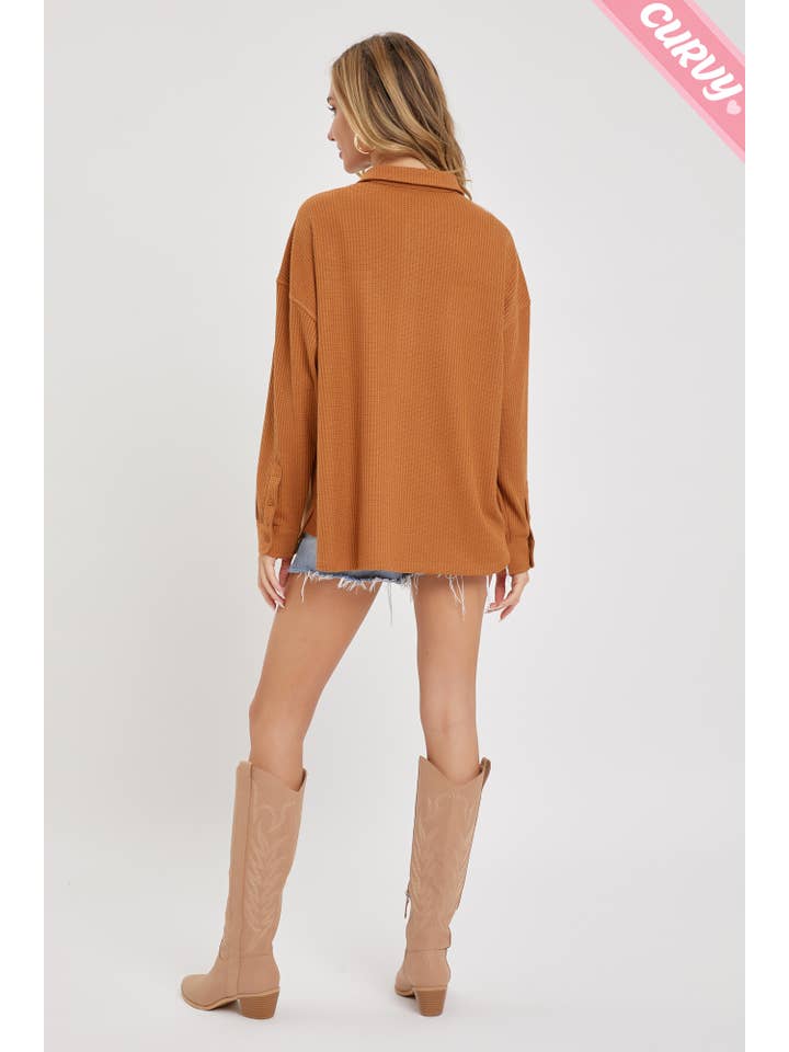 Sweet Lovely by Jen - Wholesale Button Down Shirt - Women's - PLUS SIZE BUTTON DOWN OVERSIZED SHIRTS4