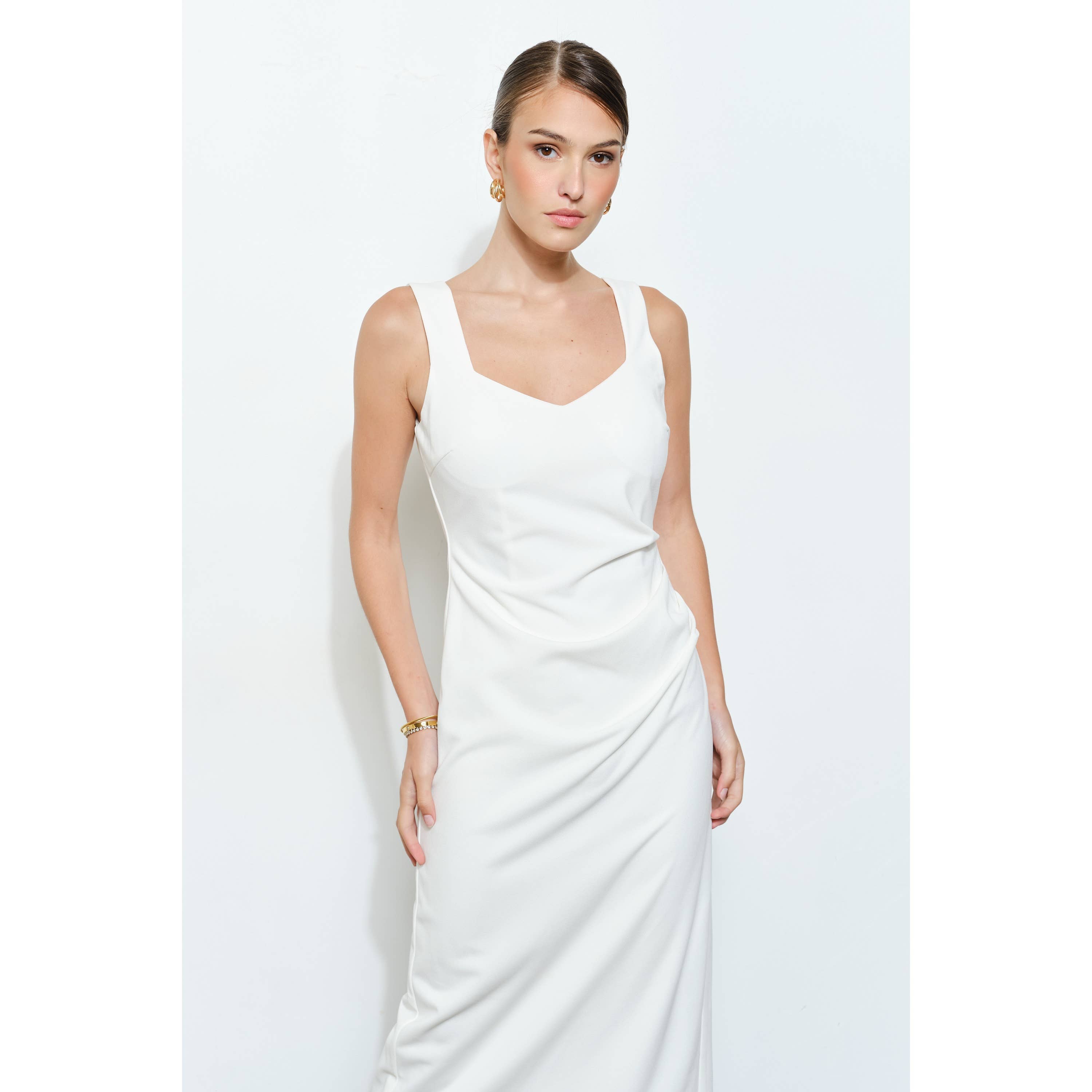 INA - Wholesale Dress - Women's - Knit Crepe Bodycon Midi with Princess Neckline29