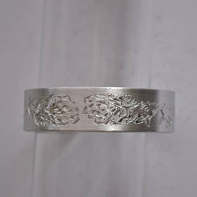 June Flower of the Month Pewter Cuff Bracelet for wholesale by Nobska Craftsmen