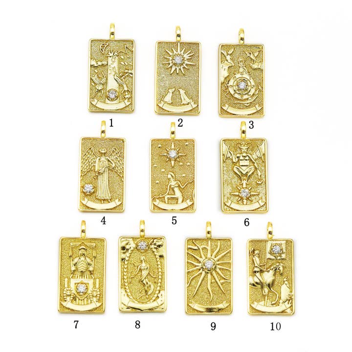 Gold Tarot Card Pendant, Sku#Z1422 for wholesale by BestBeads&Beyond