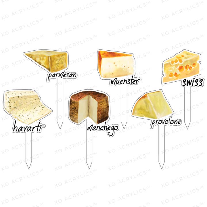 COMBO DE BÂTONNETS ACRYLIQUES CHEESE PLEASE FROMAGE pour la vente par XO ACRYLICS | ACRYLIC STICKS