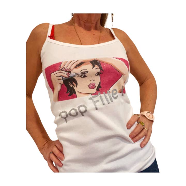 Damen-Top mit Farbprint und handgemalter Botschaft für den Großhandel von Elles et No.