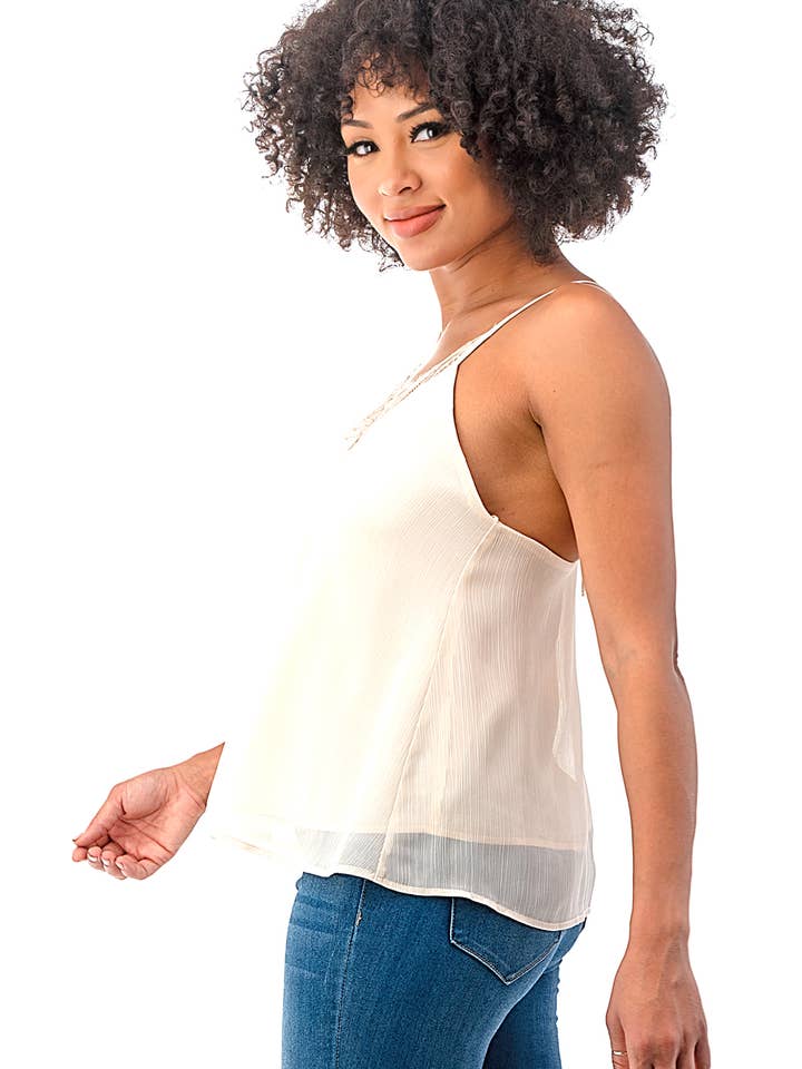 Woven Pink - Wholesale Camisole - Women's - Lace Cami with Back Details4