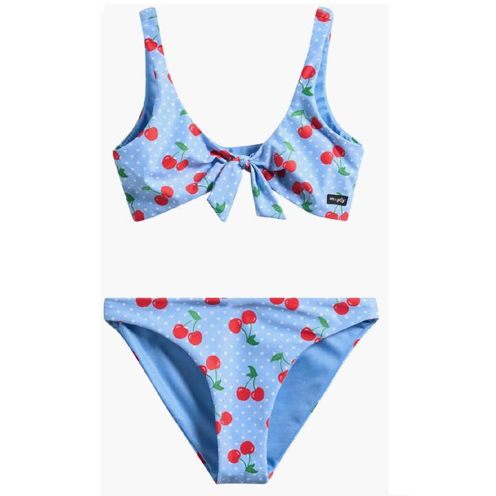 Tween Cherry Knot Two-Piece Swimsuit for wholesale by Ava & Yelly