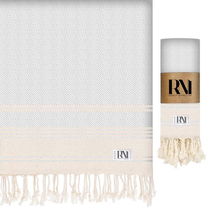 Refinery Number One LLC - Wholesale Beach Towel - Ottoman Diamond Weave Peshtemal Beach/Bath Towel 35"x71"