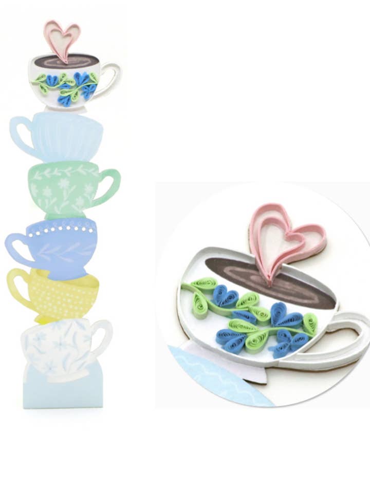 BOOKMARK TEACUPS QUILLING ORIGAMO for wholesale by Notes & Queries, Inc.